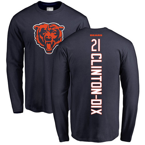 Chicago Bears Men Navy Blue Ha Ha Clinton-Dix Backer NFL Football #21 Long Sleeve T Shirt